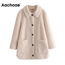 Load image into Gallery viewer, AACHOAE Women Casual Faux Fur Turn Down Collar Coat