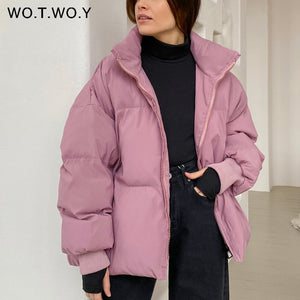 WOTWOY Women Cotton Liner Bubble Coat