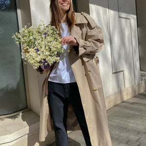 WOTWOY Women Long Trench Coat