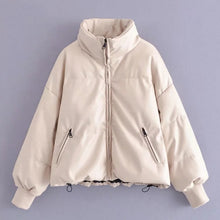 Load image into Gallery viewer, AACHOAE Women PU Faux Leather Padded Coat