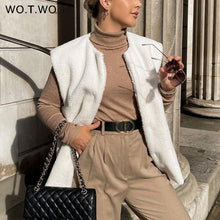Load image into Gallery viewer, WOTWOY Women Sleeveless Lamb Wool Vest Coat