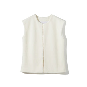 WOTWOY Women Sleeveless Lamb Wool Vest Coat