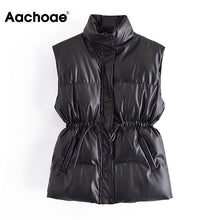 Load image into Gallery viewer, AACHOAE Women PU Faux Leather Sleeveless Coat