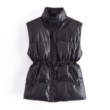 Load image into Gallery viewer, AACHOAE Women PU Faux Leather Sleeveless Coat