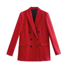 Load image into Gallery viewer, WIXRA Women Casual Double Breasted Vintage Blazer Coat + Pants Set