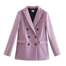 Load image into Gallery viewer, WIXRA Women Casual Double Breasted Vintage Blazer Coat + Pants Set