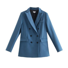 Load image into Gallery viewer, WIXRA Women Casual Double Breasted Vintage Blazer Coat + Pants Set
