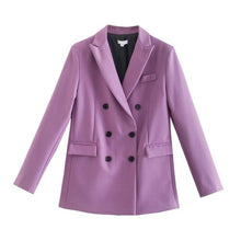 Load image into Gallery viewer, WIXRA Women Casual Double Breasted Vintage Blazer Coat + Pants Set
