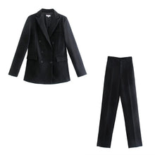 Load image into Gallery viewer, WIXRA Women Casual Double Breasted Vintage Blazer Coat + Pants Set