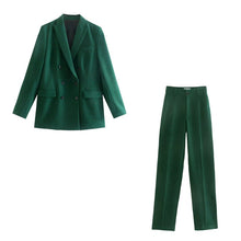 Load image into Gallery viewer, WIXRA Women Casual Double Breasted Vintage Blazer Coat + Pants Set