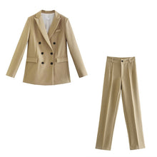Load image into Gallery viewer, WIXRA Women Casual Double Breasted Vintage Blazer Coat + Pants Set