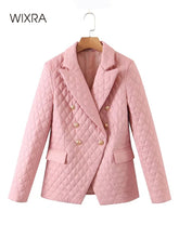 Load image into Gallery viewer, WIXRA Women Quilted Cotton Pink Blazer Coat