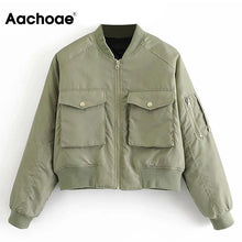 Load image into Gallery viewer, AACHOAE Women Padded Bomber Jacket