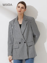 Load image into Gallery viewer, WIXRA Women Plaid Double Breasted Vintage Blazer Coat