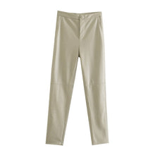 Load image into Gallery viewer, WIXRA Women Faux Leather High Waist Slim Pants