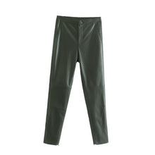 Load image into Gallery viewer, WIXRA Women Faux Leather High Waist Slim Pants