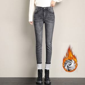 WIXRA Women Basic Vintage High Waist Long Denim Jeans