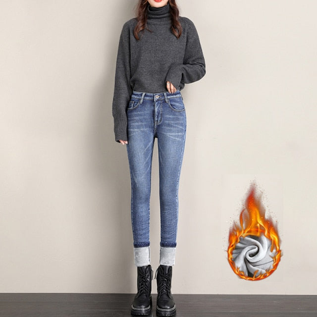WIXRA Women Basic Vintage High Waist Long Denim Jeans