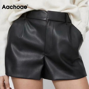 AACHOAE Women PU Faux Leather High Waist Shorts