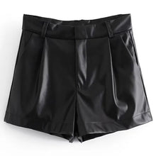 Load image into Gallery viewer, AACHOAE Women PU Faux Leather High Waist Shorts