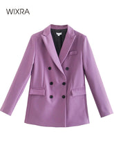 Load image into Gallery viewer, WIXRA Women Casual Double Breasted Vintage Blazer Coat + Pants Set