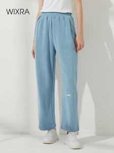 WIXRA Women Straight Elastic Waist Letter Print Sweatpants