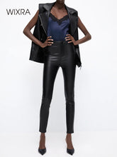Load image into Gallery viewer, WIXRA Women Faux Leather High Waist Slim Pants