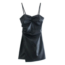 Load image into Gallery viewer, AACHOAE Women PU Faux Leather Mini Dress