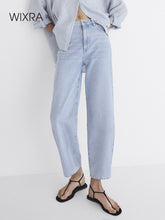 Load image into Gallery viewer, WIXRA Women Light Blue Pockets Loose Denim Jeans