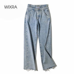 WIXRA Women High Waist Straight Denim Jeans