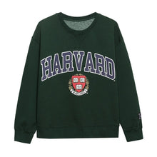 Load image into Gallery viewer, TANGADA Women Graphic Print Dark Green Fleece Sweatshirts And Oversize Long Sleeve O Neck Loose Pullovers