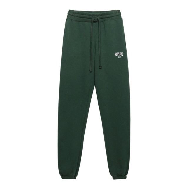 TANGADA Women Graphic Print Dark Green Fleece Sweatshirts And Oversize Long Sleeve O Neck Loose Pullovers