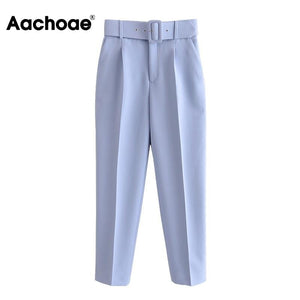 AACHOAE Women Elegant Pencil Pants With Belt