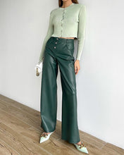 Load image into Gallery viewer, WOTWOY Women High Waisted Loose Leather Pants