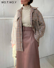 Load image into Gallery viewer, WOTWOY Women Plaid Vintage Turn-down Collar Long Sleeve Coat