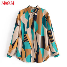Load image into Gallery viewer, TANGADA Women Geometry Print Long Sleeve Blouse