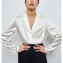 Load image into Gallery viewer, WOTWOY Women Satin Silk Long Sleeve Shirt