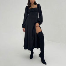 Load image into Gallery viewer, WOTWOY Women Elegant High Waisted Split Satin Dress