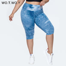 Load image into Gallery viewer, WOTWOY Women High Waist Tie-dyed Plus Size Shorts