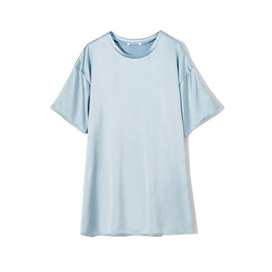 WOTWOY Women Oversized Satin Top
