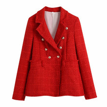 Load image into Gallery viewer, AACHOAE Women 2 Piece Set Tweed Double Breasted Blazer And High Waist Pocket Mini Skirts