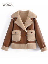 Load image into Gallery viewer, WIXRA Women Faux Leather Single Breasted Coat