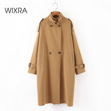 Load image into Gallery viewer, WIXRA Women Oversized Double Breasted Khaki Long Trench Coat