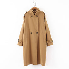 Load image into Gallery viewer, WIXRA Women Oversized Double Breasted Khaki Long Trench Coat