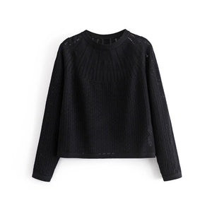 WIXRA Women O-Neck Hollow Out Sweater
