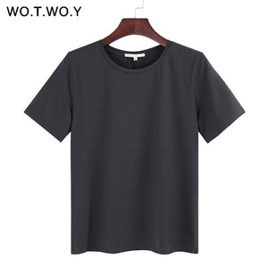 WOTWOY Short Sleeve Loose O-Neck T-shirt