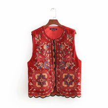 Load image into Gallery viewer, ZEVITY Women Vintage Flower Embroidery Retro Patchwork Vest