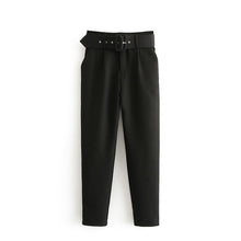 Load image into Gallery viewer, TANGADA Mid Waist Sashes Pocket Drawstring Pants
