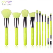 Load image into Gallery viewer, DOCOLOR 10Pcs Neon Green/Peach/Purple Professional Makeup Brushes