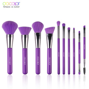 DOCOLOR 10Pcs Neon Green/Peach/Purple Professional Makeup Brushes